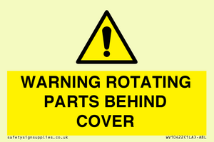 WARNING ROTATING PARTS BEHIND COVER